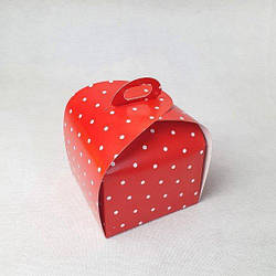 Коробка-скриня для кондитерських виробів Червона в кропочку