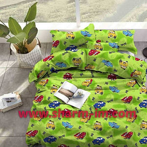 Комплект постільної білизни 150*215 см "Зелені машинки" 100% бавовна