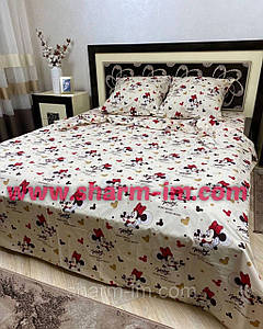 Комплект постільної білизни 150*215 см "Mini Mouse" (Беж) 100% бавовна
