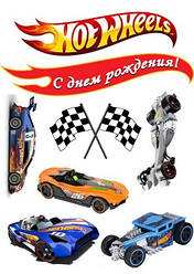 Вафельна картинка для мафінів, топерів, пряників "Hot Wheels" (лист А4) 2