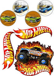 Вафельна картинка для мафінів, топерів, пряників "Hot Wheels" (лист А4) 4