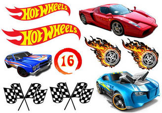 Вафельна картинка для мафінів, топерів, пряників "Hot Wheels" (лист А4) 17