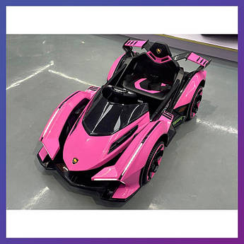 Дитячий електромобіль на акумуляторі Lamborghini M 4865 з пультом радіокерування для дітей 3-8 років рожева