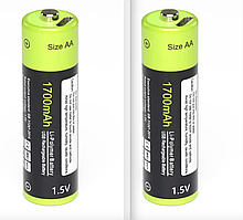 ZNTER Li-po АА пальчиковий акумулятор 1700 mAh з функцією заряджання Micro USB 1.5В 2 шт