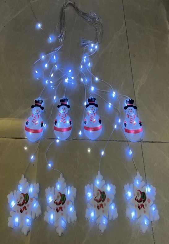 Xmas Гірлянда Штора Фігурки 3D сніговика та сніжинки 3m*70cm 95L Мультикольорова M