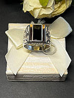 Срібна чоловіча печатка з золотою пластиною, 20,5 розмір