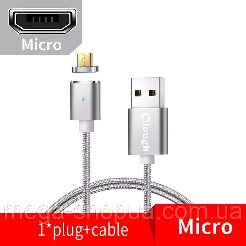 Магнітний кабель для заряджання USB - Micro USB / мікро ЮСБ шнур зарядний провід для телефону смартфона D50S, фото 1