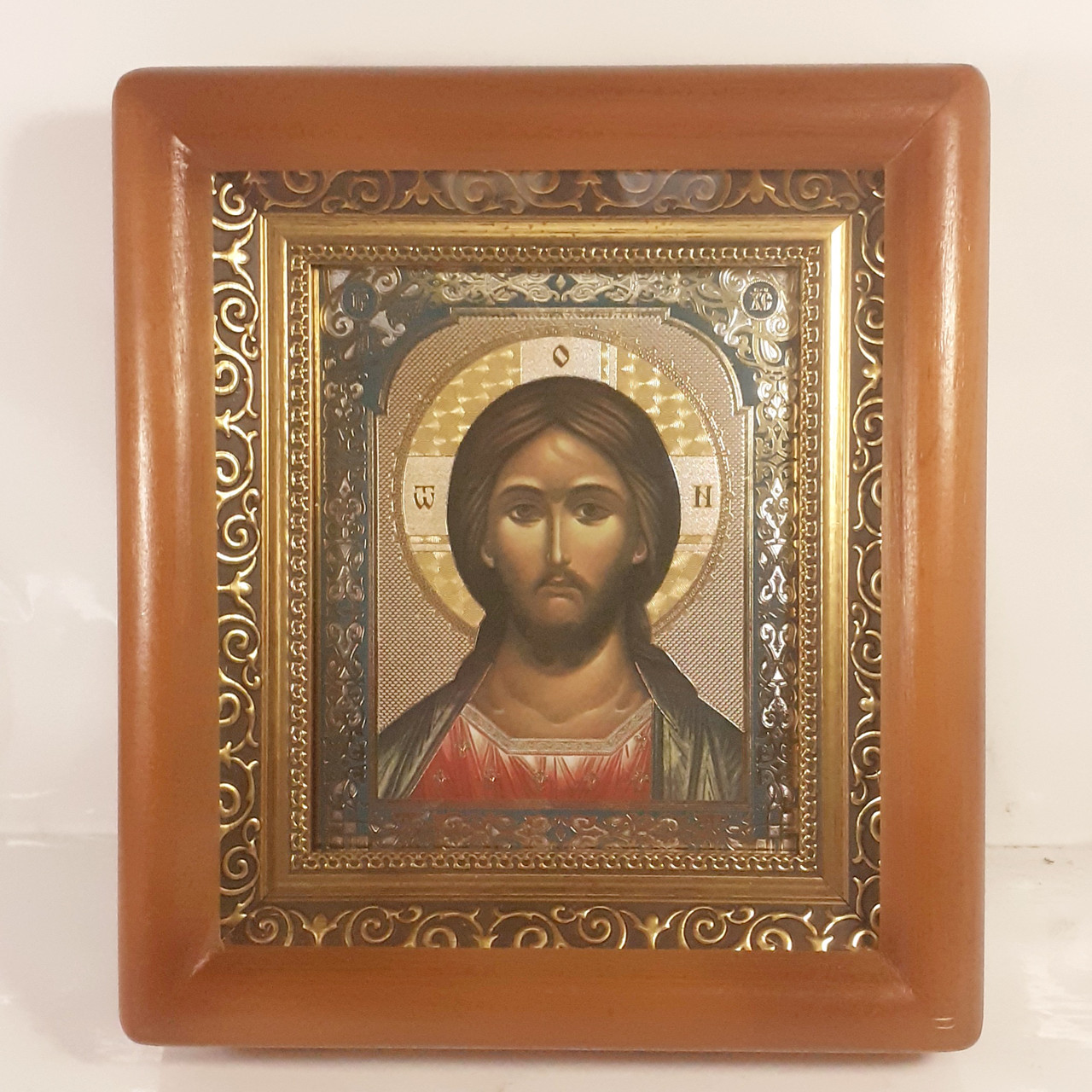 Ікона Господа Вседержителя, лик 10х12 см, у коричневому дерев'яному кіоті