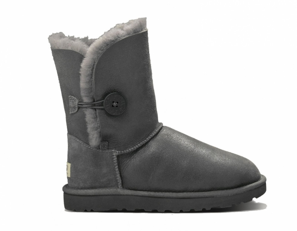 UGG Bailey Button Leather Metalic Grey-17 UGG Сірий 36 (5) Жіночий Замша (просочення) 22 см (UGG17_36)