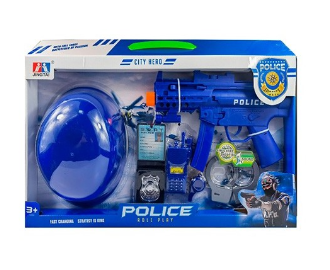 Поліцейський набір для хлопчиків синій Р 11 з каскою й автоматом для дітей від 3 років