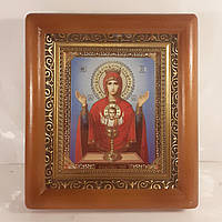 Ікона Неупиваема Чаша Пресвята Богородиця, лик 10х12 см, в коричневому дерев'яному кіоті