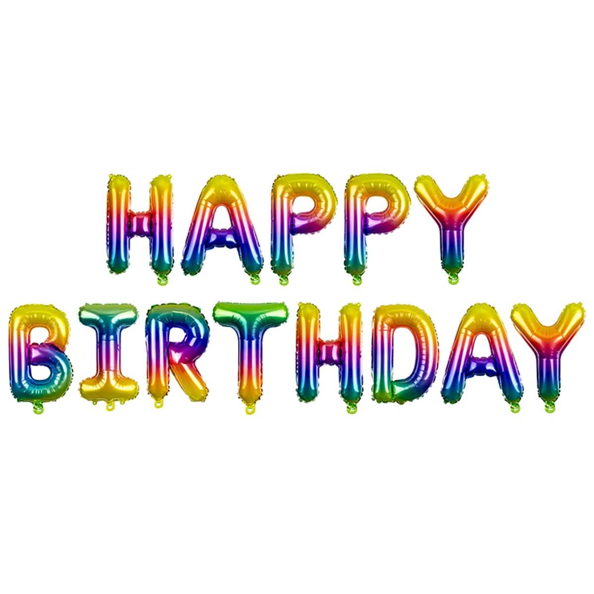 Гірлянда Happy birthday веселка літери надута повітрям код 20-09, фото 1