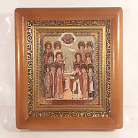 Ікона сорок мучеників Севастійських, лик 10х12 см, у коричневому дерев'яному кіоті
