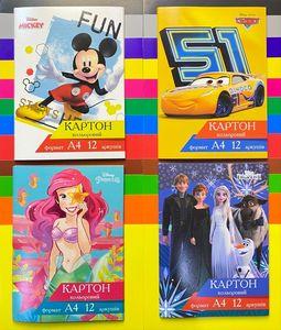 Набор цветного картона А4, 12 листов 12 цветов, двусторонний Disney Тетрада - фото 1 - id-p1715842708