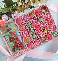 Подарочный набор из шоколада и марципана Сладкий подарок для женщин Шоколадная открытка