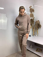 Жіночий теплий спортивний костюм трьохнитка на флісі мокко