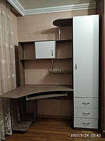 Стіл письмовий Оскар кутовий 4д кутовий трюфель +білий