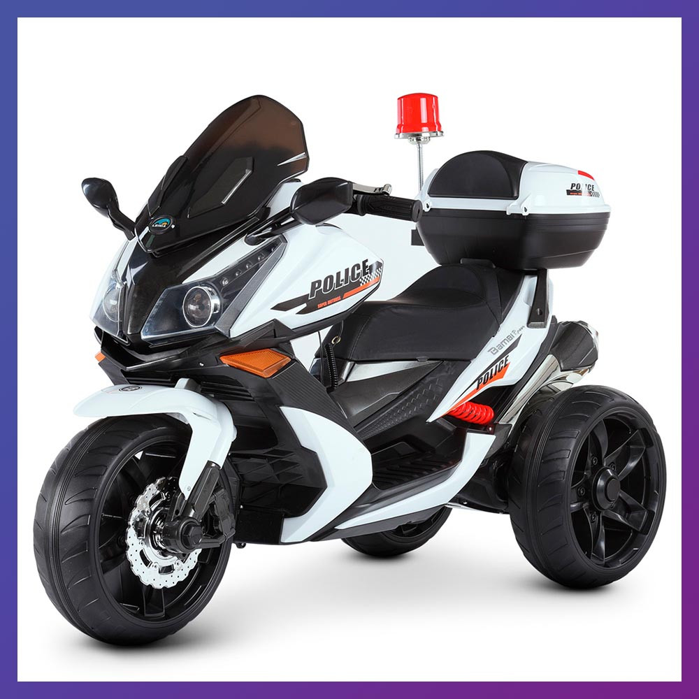 Дитячий електро мотоцикл триколісний на акумуляторі Bambi M 4852 для дітей 3-8 років білий
