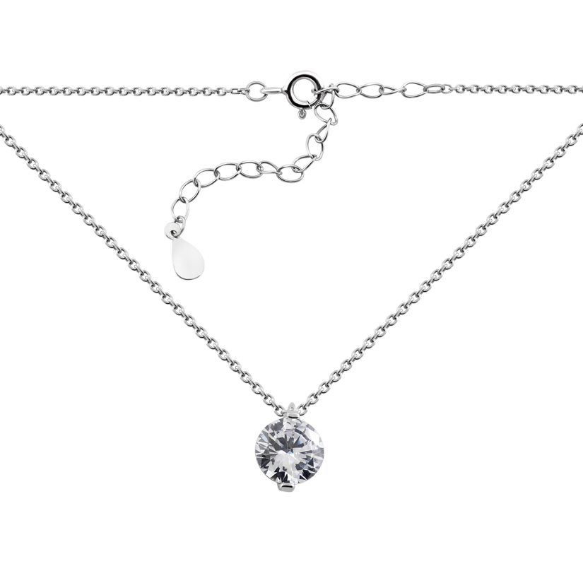 Срібне кольє мінімалістичне Каміньчик з ніжною закрепкою на ланцюжку, фото 1