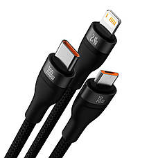Кабель для зарядки телефона/ смартфона Baseus USB-Micro USB+Lightning+Type-C 5 А 1.2 м (CASS030001), фото 3