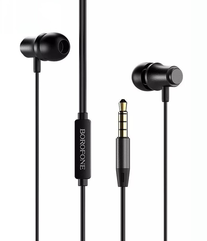 Навушники вакуумні провідні з мікрофоном Borofone BM29 Sound edge Чорний (BM29B)