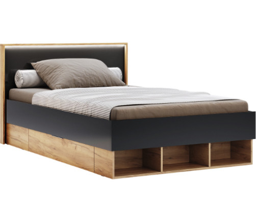 Ліжко односпальне Luna Junior 120x200 з шухлядами з LED-підсвіткою без каркаса ТМ Міро Марк