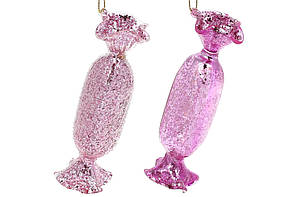 Прикраса скло Цукерка 12см,рожевий антик №NY15-092/Bonadi/(12)