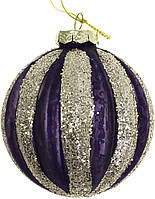 Прикраса скло 8см,рельєфної форми з декором з глітеру,фіолет. зі сріблом №118-241/Bonadi/