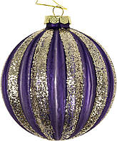 Прикраса скло 10см,рельєфної форми з декором з глітеру,фіолет. зі сріблом №118-244/Bonadi/