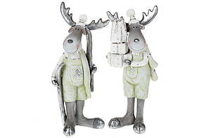 Статуетка полістоун "Лось" 17,5см,2вида,мятний з сріблом №823-579/Bonadi/(4)(32)