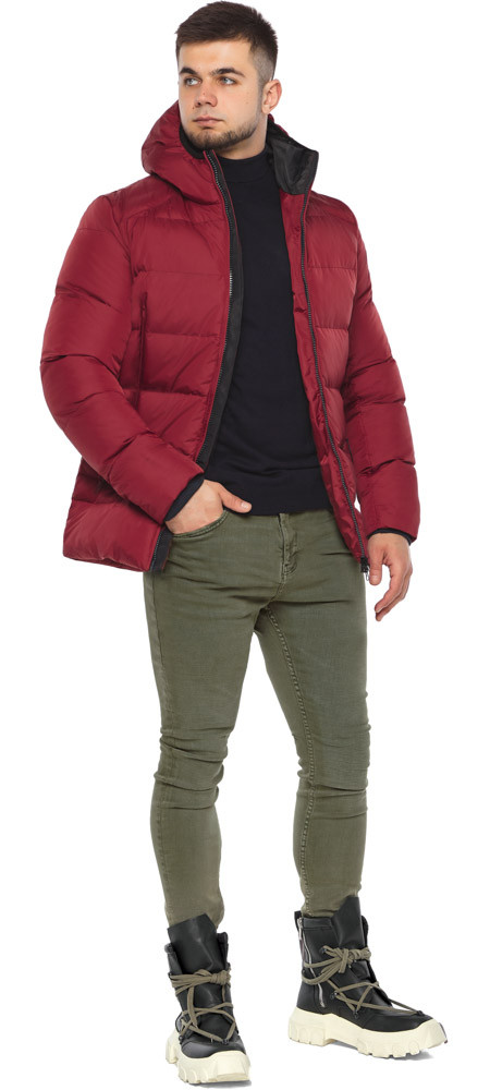 Утеплена зимова чоловіча куртка в бордовому кольорі модель 37055