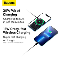 Павербанк Baseus Magnetic Bracket 10000mah 20w Wireless Quick Charging Power Bank, Pink, фото 11