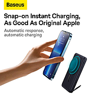 Павербанк Baseus Magnetic Bracket 10000mah 20w Wireless Quick Charging Power Bank, Pink, фото 9
