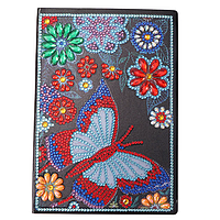 Блокнот с алмазной вышивки мозаики 5d " Бабочки на цветах " мандала 48 страниц, А5