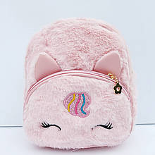 Рюкзак для дівчинки хутряний рожевий єдиноріг