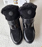 Philipp Plein зима! Жіночі гарні черевики з хутром шкіра черевики Філіп плейн на танкетці з липучками, фото 4