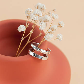 Срібна каблучка фалангова Паралелі дві лінії без камінців