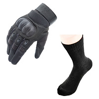 Набор армейские теплые носки и тактические перчатки черный