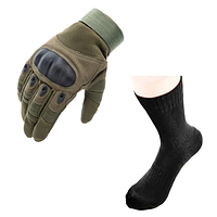 Набор армейские теплые носки и тактические перчатки с пальцами