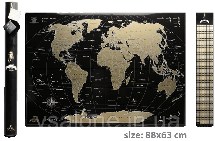 Скретч-мапа світу My Map Black Gold edition ENG у тубусі
