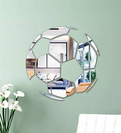 Дзеркальні пластикові наклейки Футбольний м'яч 30 см, фото 1