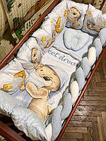 Комплект дитячої постільної білизни Принт Зефірка, бортики подушки в ліжечко, коса, простирадло на гумці