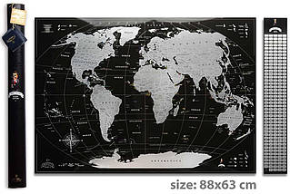 Скретч-мапа світу My Map Black Silver edition ENG у тубусі