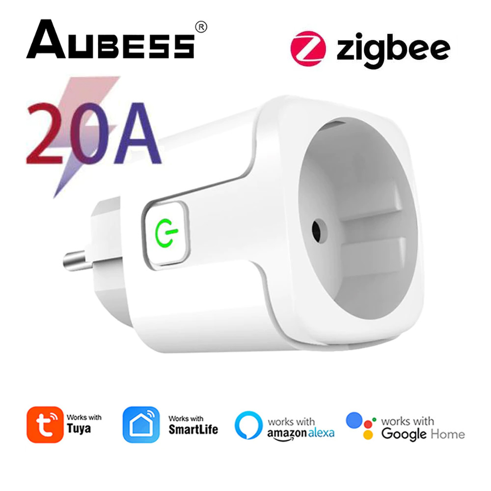 Розумна Zigbee Розетка 20А Tuya Smart Life з лічильником електроенергії, енергометром