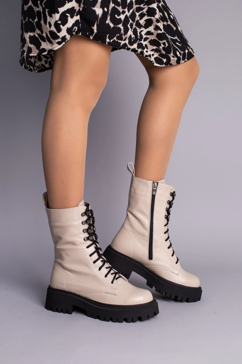 Жіночі демісезонні черевики ShoesBand Латте натуральні шкіряні на середню стопу всередині байка 36 (23 см) (S55771-1д)