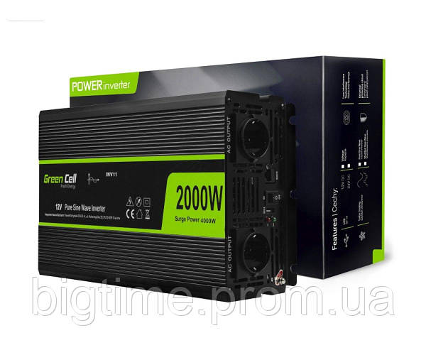 Автомобильный Инвертор GREEN CELL 12V на 220V 2000W/4000W Чистая ...