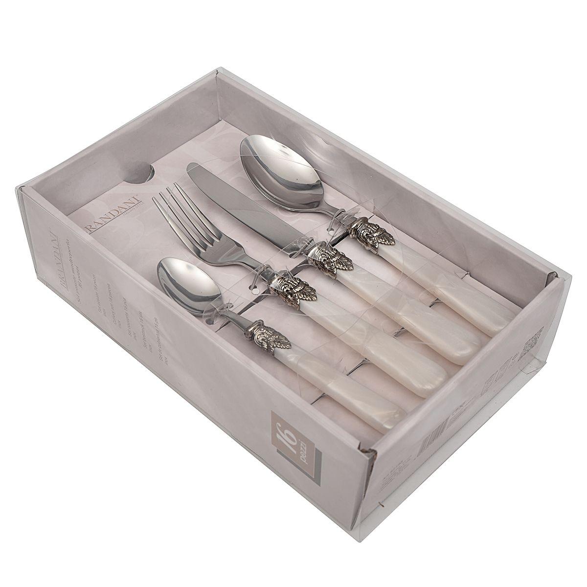 Набір столових приборів у сріблястому кольорі Madreperla Brandani, 16 шт., фото 1