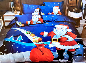Двоспальна постільна білизна новорічна з Дідом Морозом