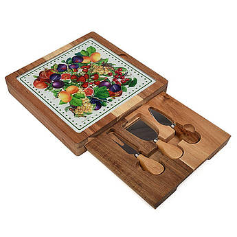 Дошка для подачі сиру з приборами Le Primizie Brandani