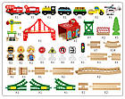Залізниця дерев'яна дорога дитяча EdWone, 80 деталей, 3+ (Brio, Ikea) E21A36 (E18A12A), фото 4